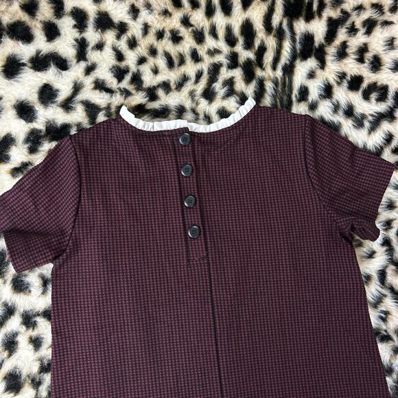 Loft Houndstooth Ruffle Neckline Short Sleeve Shift Dress 2P - Picture 7 of 7